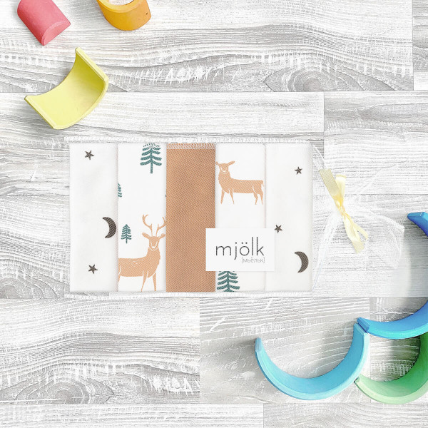 Набор платочков слюнявчиков Mjölk Олени в лесу 