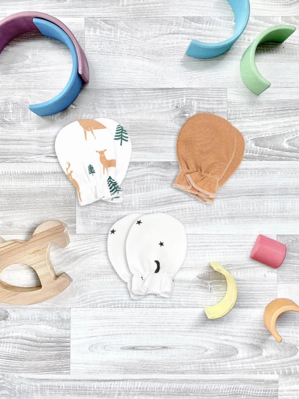 Рукавички-антицарапки Mjölk Олени в лесу/Camel/Ночное небо, сет из 3х пар