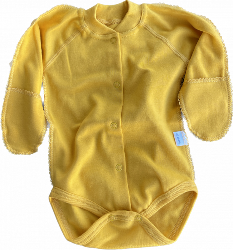 Боди на кнопках интерлок однотонный Горчица