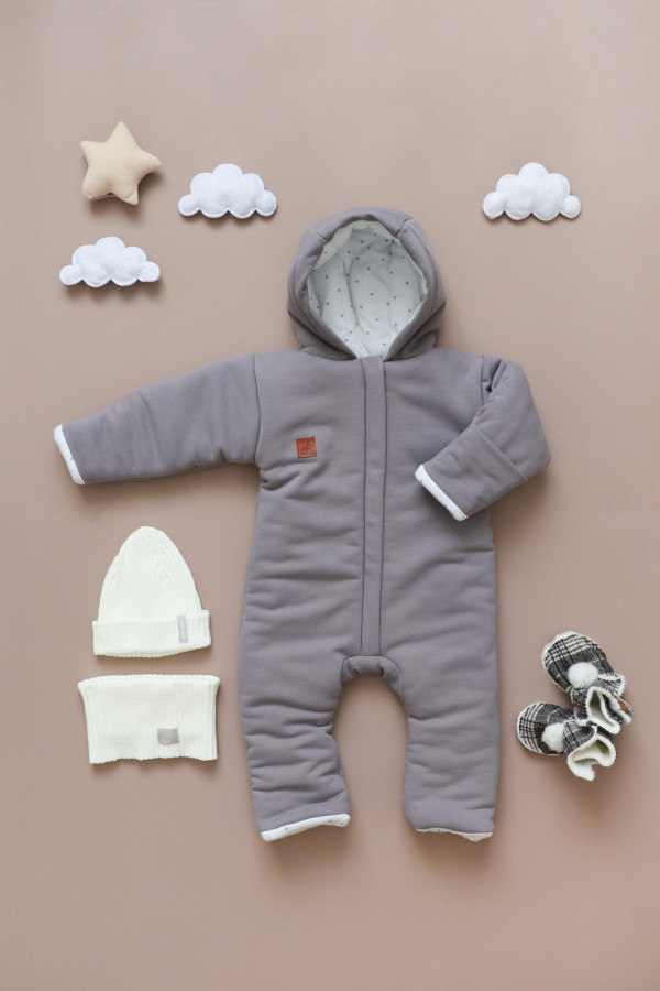 Комбинезон для малыша из футера Пепельный 