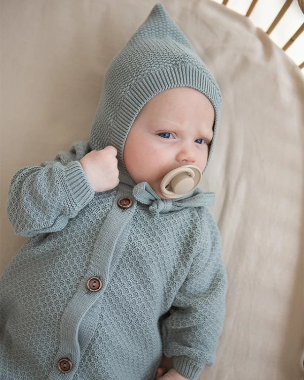 Шапочка Elf из хлопка вязаная Серо-зеленый