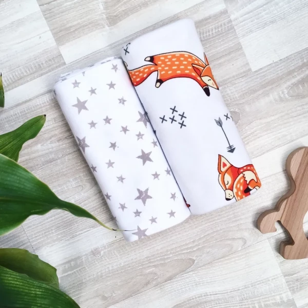 Сет из 2х пелёнок Mjölk Лисички/Звёзды 120*85 см 