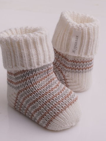 Носки вязаные Полосатик 0-3 мес 