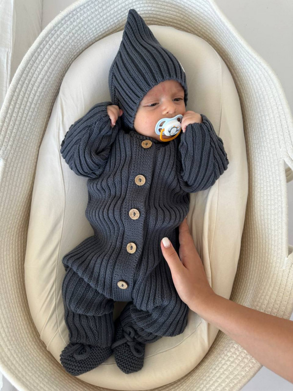 Комплект 3в1 лапша из 100% органического хлопка Антрацитовый