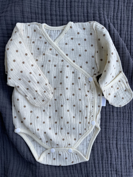 Боди из муслина Жатка Горох бежевый 