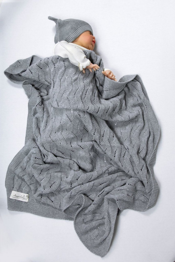 Плед вязаный Серый