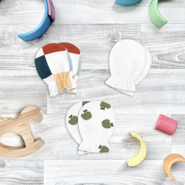 Рукавички антицарапки Mjölk Яблочки/Шахматы/Экрю, сет из 3х пар