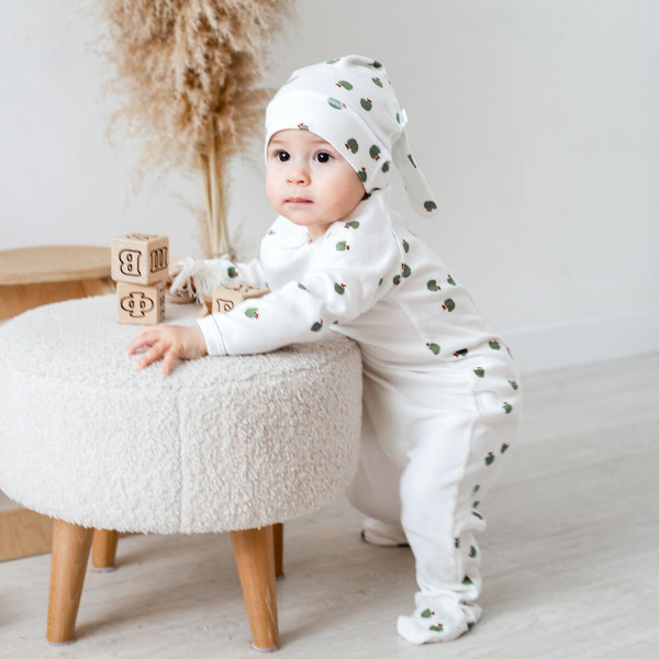 Комбинезон Mjölk Sleep and Play Яблочки, с рукавом реглан