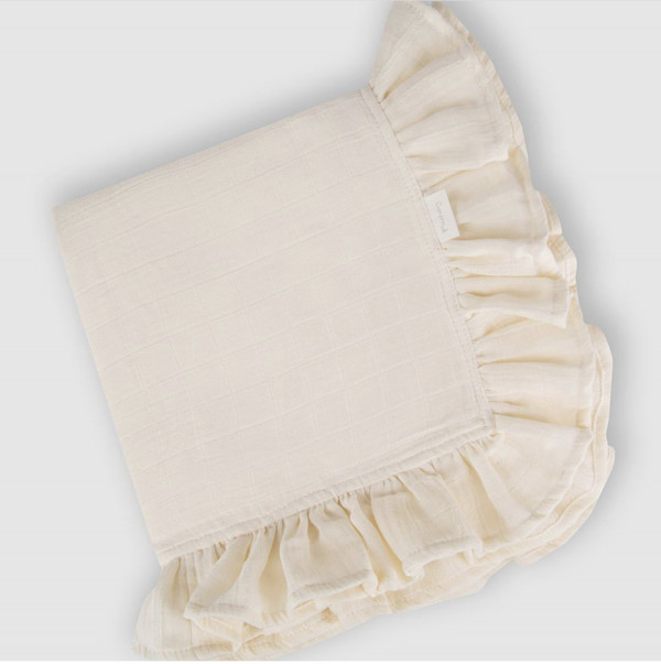 Плед из муслина  с рюшами и бантом Молоко