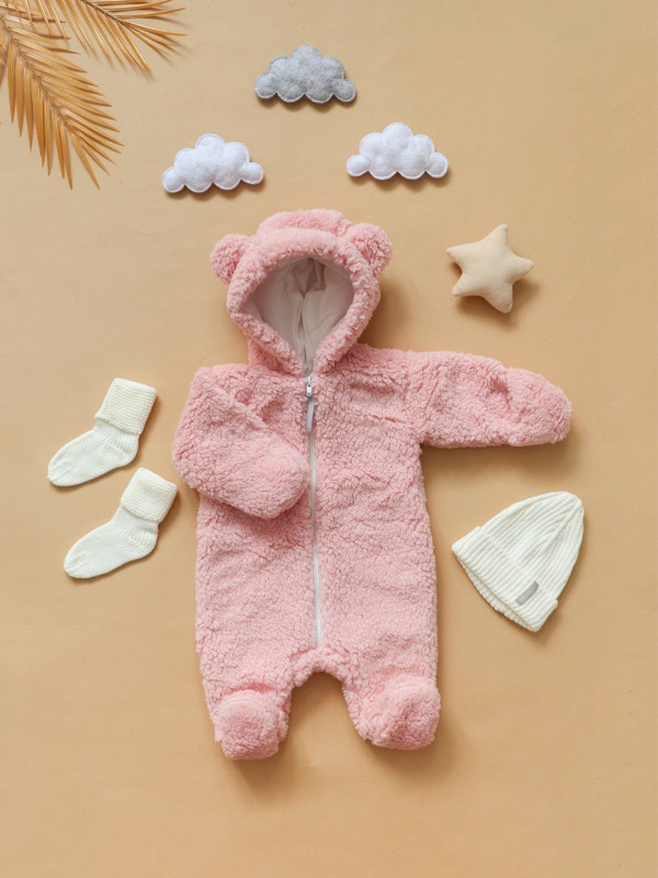 Комбинезон Мишка шерпа Светло-Пудровый