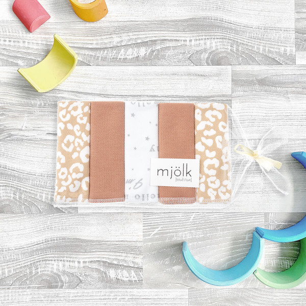 Набор платочков слюнявчиков Mjölk Sand Leopard 20*20 см 