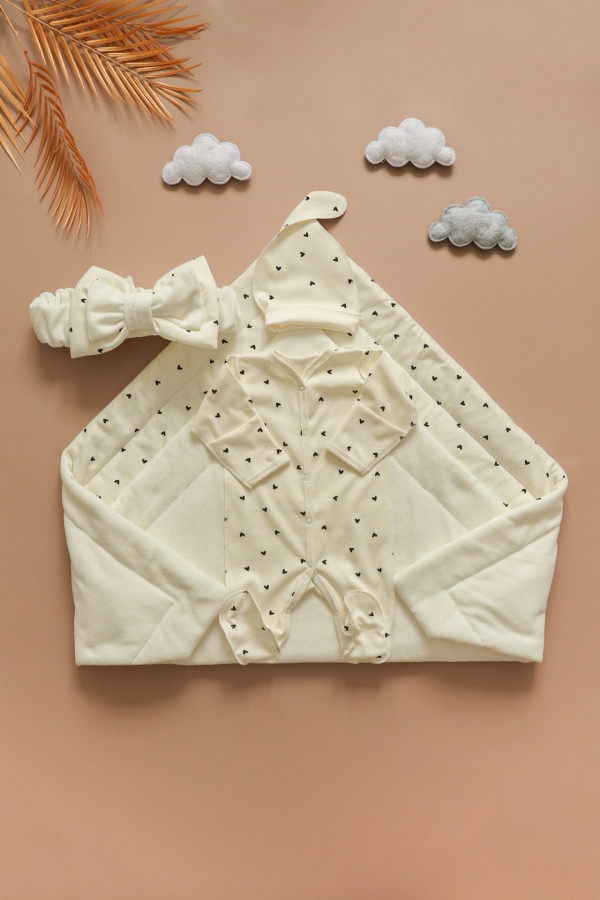 Комплект на выписку молочно-черный 