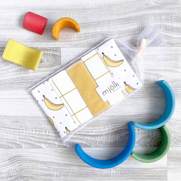 Набор платочков-слюнявчиков Mjölk Бананы 20*20 см 