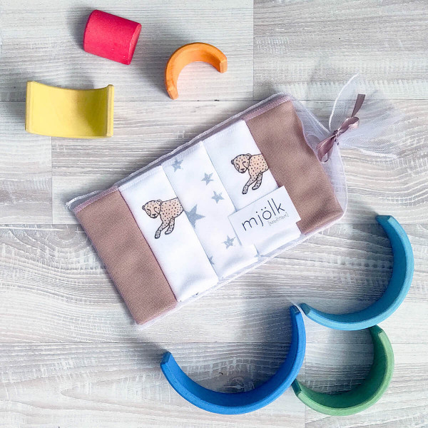 Набор платочков-слюнявчиков Mjölk Гепарды 20*20 см 