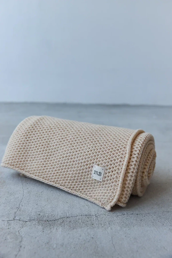 Плед соты из меринос-кашемира 90*90 см Бежевый 