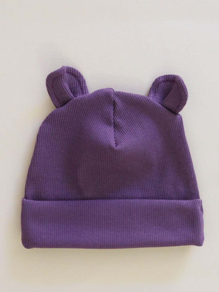 Шапочка с ушками для малыша (кашкорсе) Фиолетовый 