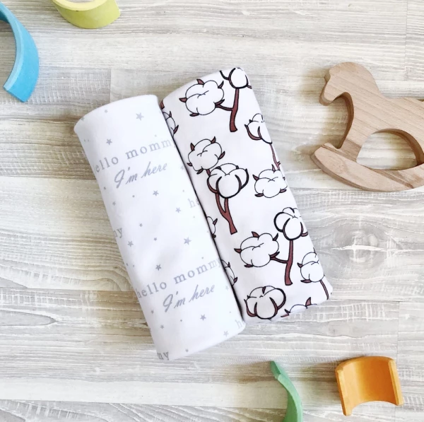 Сет из 2х пелёнок Mjölk Хлопок/Hello mommy 120*85 см