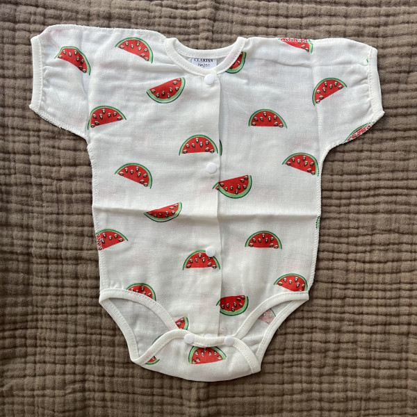 Боди короткий рукав из муслина Арбуз