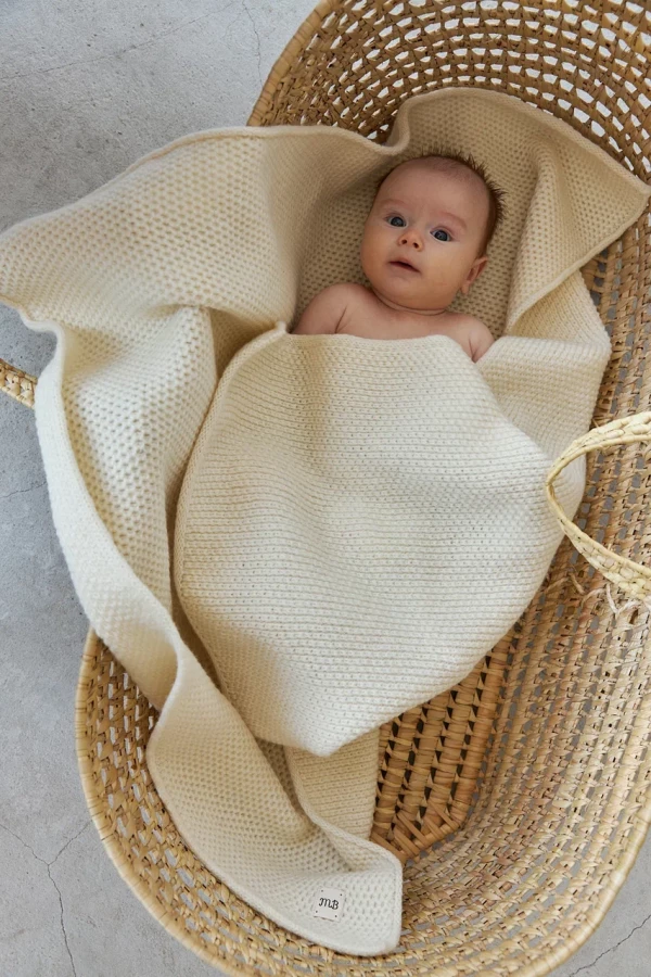 Плед соты из меринос-кашемира 90*90 см Молочный 