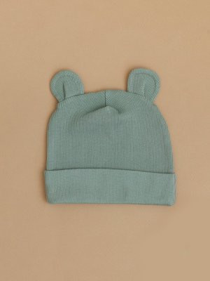 Шапочка с ушками для малыша (кашкорсе) Зелёный 
