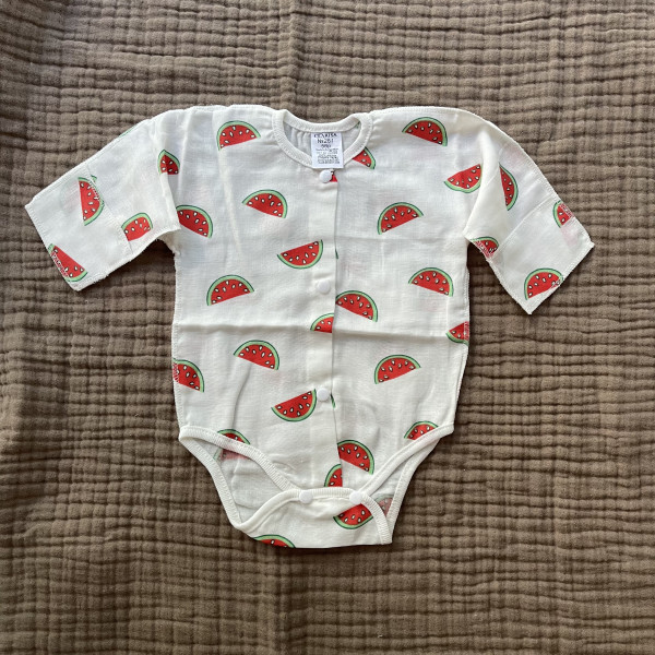 Боди длинный рукав из муслина Арбуз 