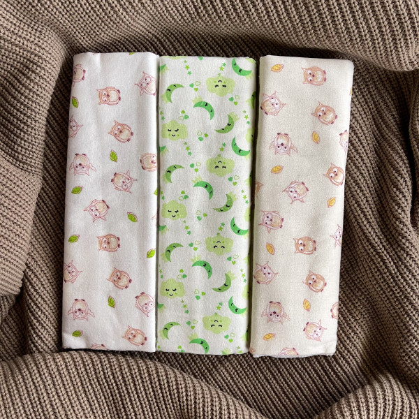 Пеленка фланелевая 3 шт  (имп) Сова/обл зел/сова 120* 90 см 