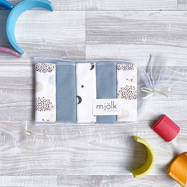 Набор платочков-слюнявчиков Mjolk Ёжики на экрю 20*20 см 