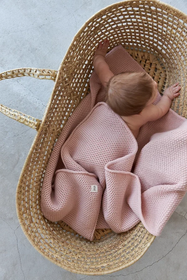 Плед соты из меринос-кашемира 90*90 см Пудровый 