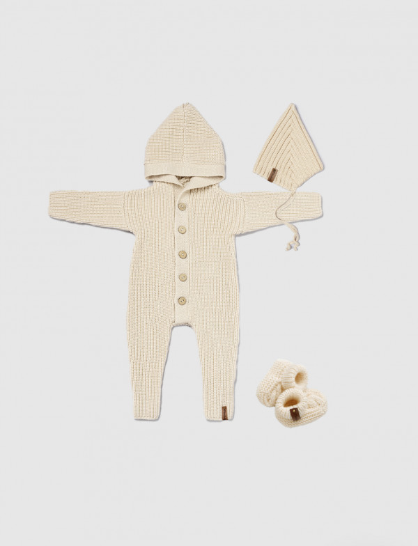 Комплект на выписку 3 в 1 с капюшоном меринос-кашемир Бежевый 