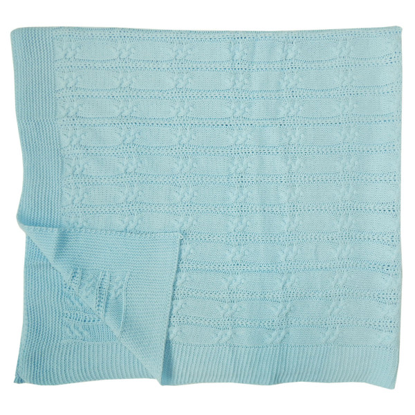 Плед вязаный однослойный Голубой 90*100 см