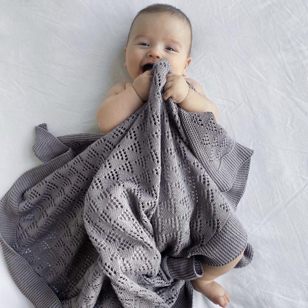 Плед для новорождённых Ажурный Серый 