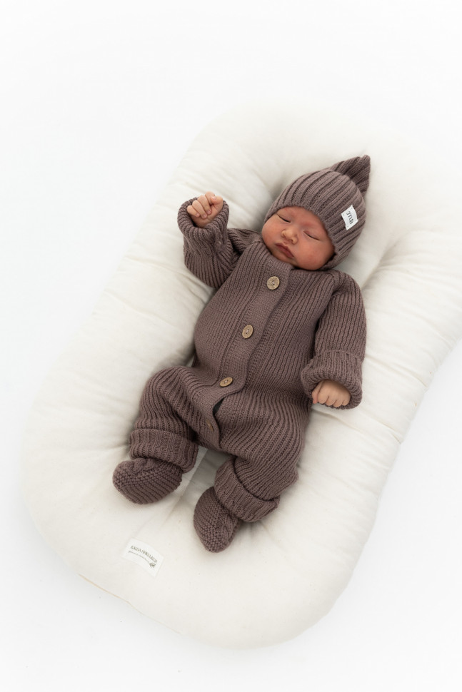 Комплект 3в1 классический из меринос-кашемира Кофейный 