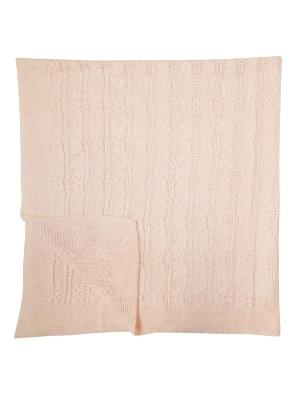 Плед вязаный однослойный Косички Розовый  90*100 см 