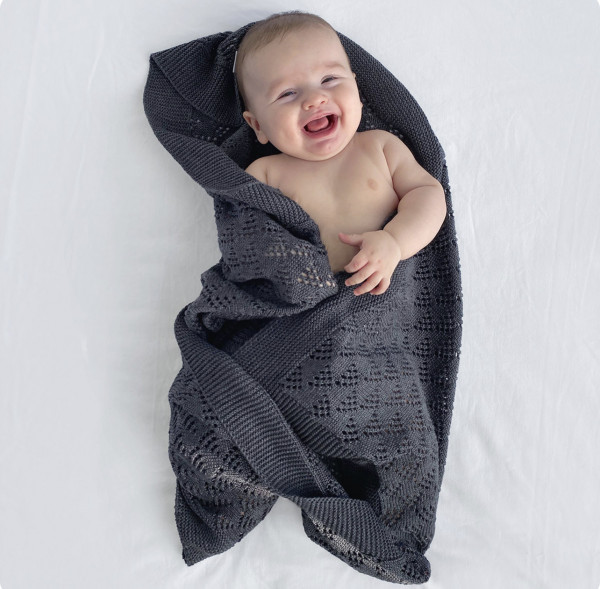 Плед для новорождённых Ажурный Графит