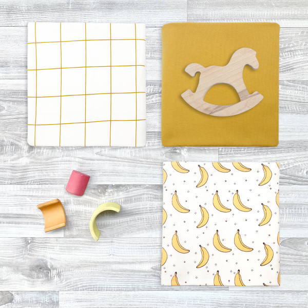 Сет из 3х пелёнок Mjölk Бананы/Mustard/Клетка 80*80 см 