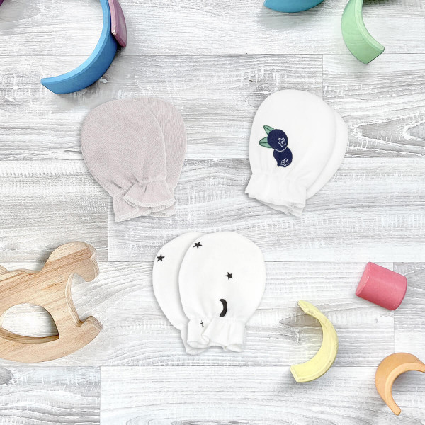 Рукавички антицарапки Mjölk Голубика/White Sand/Ночное небо, сет из 3х пар