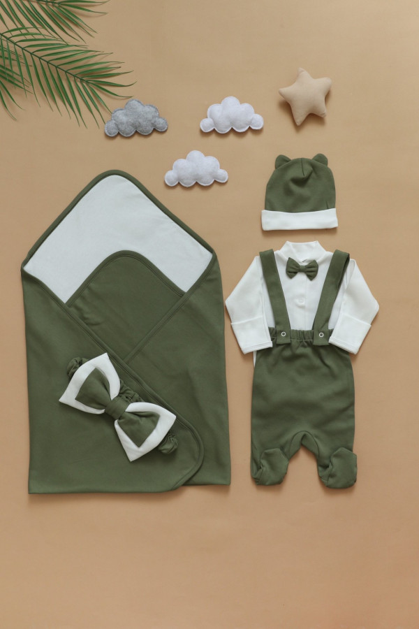 Летний комплект на выписку для мальчика Зеленый 