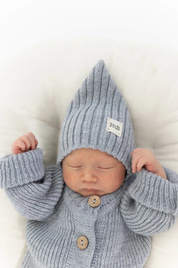  Шапка эльф из меринос-кашемира Серый