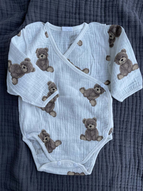 Боди из муслина Жатка Мишка коричневый 