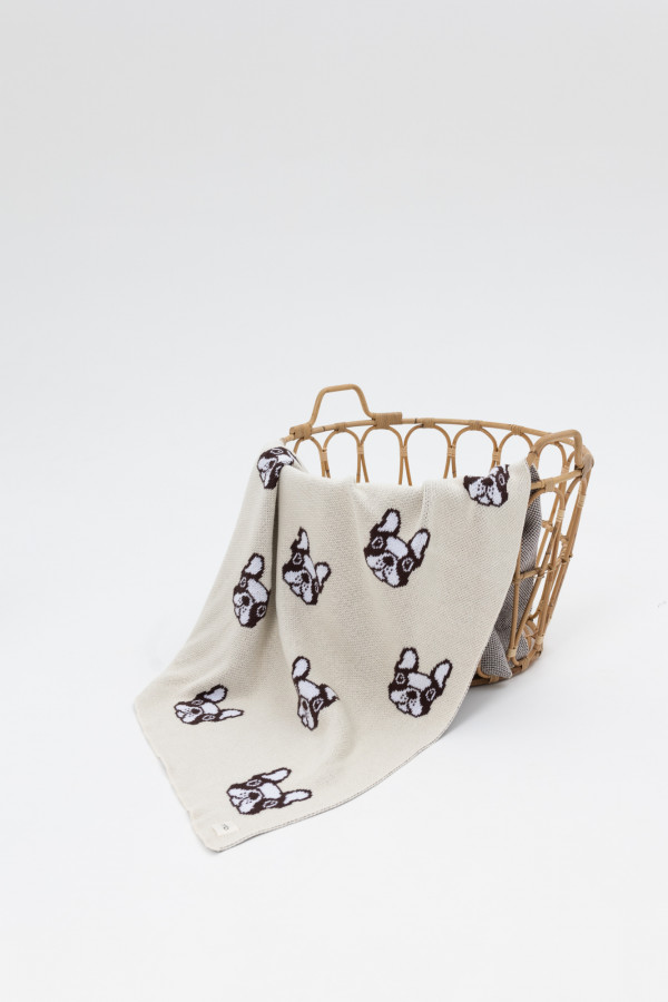 Плед Бульдоги молочный