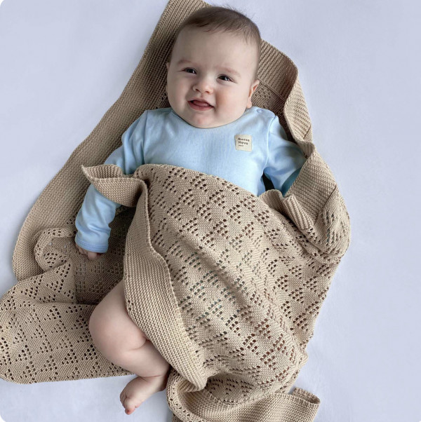 Плед для новорождённых Ажурный Бежевый 