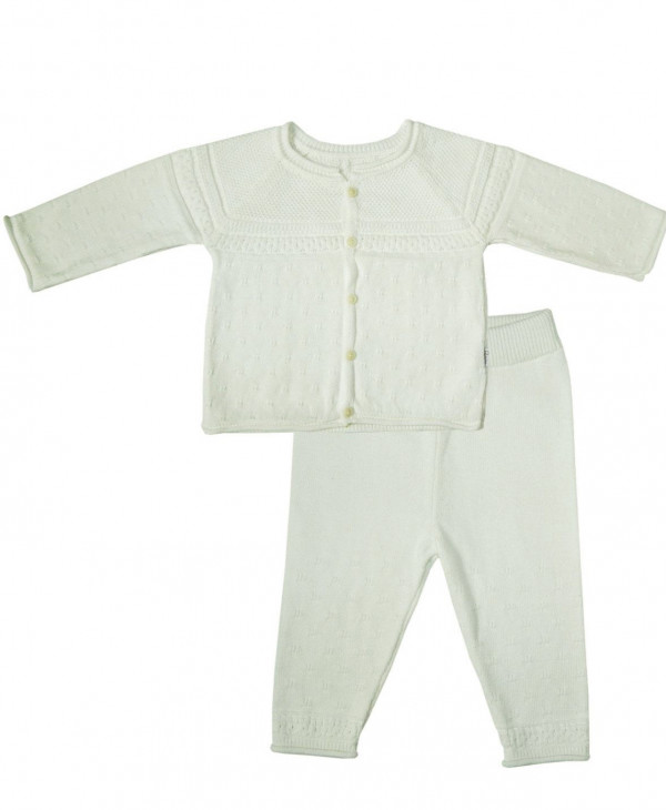 Комплект 2 пр. вязаный кофточка и штанишки Испанка Экрю