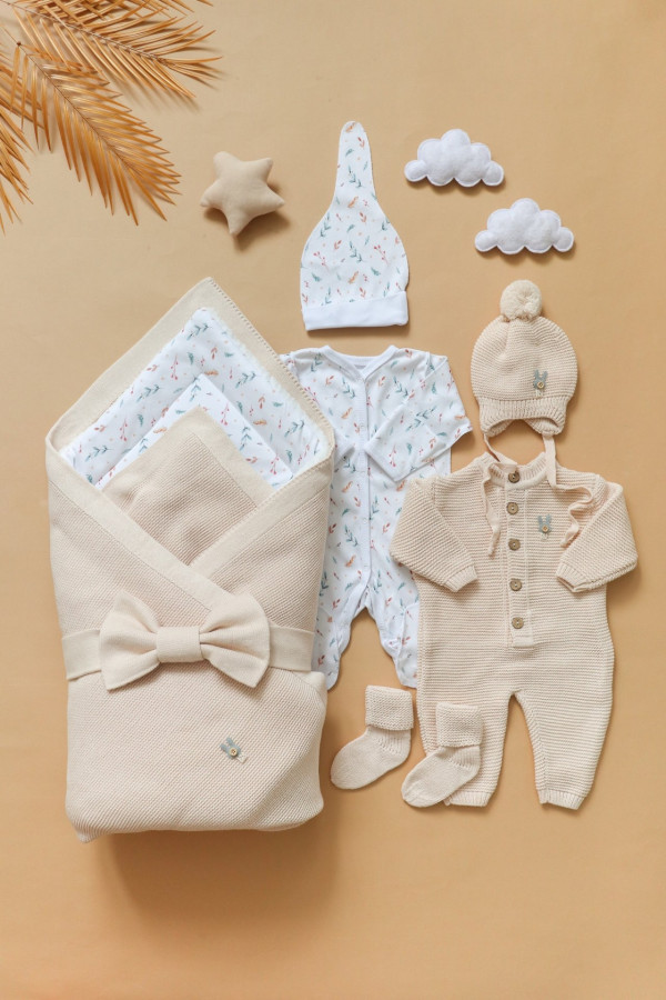 Комплект из 8-и предметов "ALPACA" Бежево-мятный 