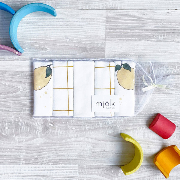 Набор платочков-слюнявчиков Mjölk Лимоны 20*20 см 