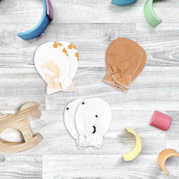 Рукавички антицарапки Mjölk Ножки/Camel/Ночное небо, сет из 3х пар 