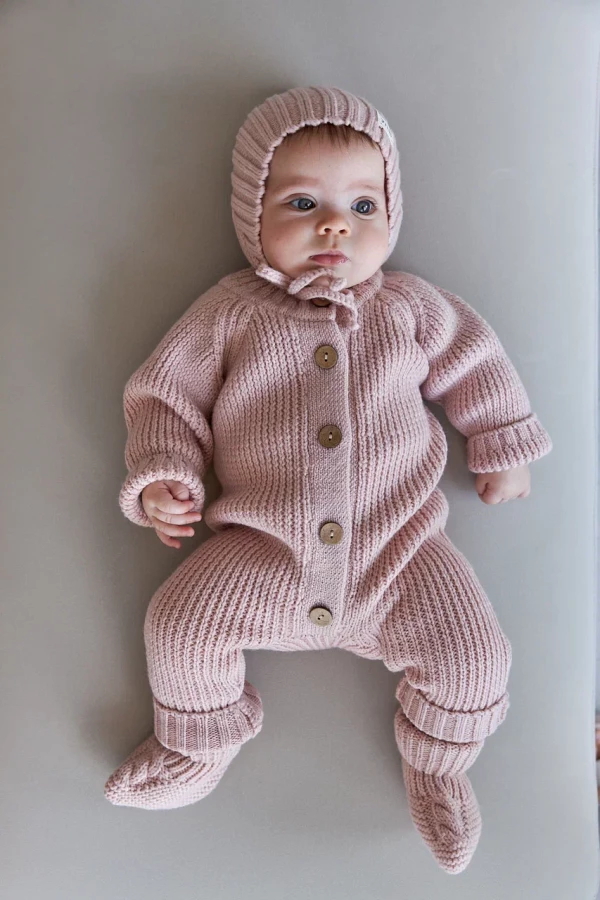 Комплект 3в1 классический из меринос-кашемира Пудровый 