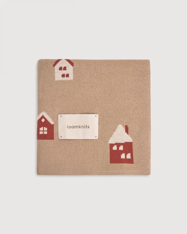 Плед с домиками Капучино