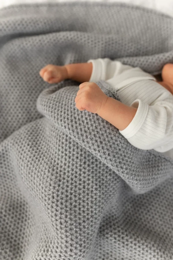   Плед соты из меринос-кашемира 90*90 см Серый