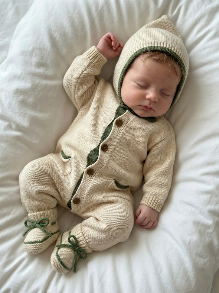 Комплект 3 в 1 Дино (хлопок) Молочный  0-6 мес 