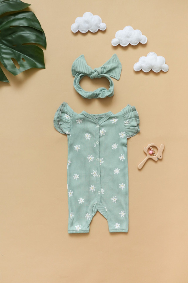 Комбинезон с крылышками + солоха (Лапша) Зелёный 